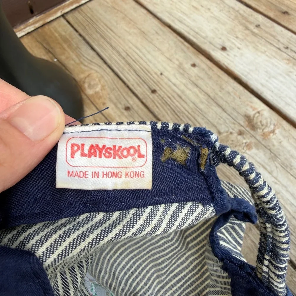 Vintage Playskool Train Conductor Hat Hickory Stripe Engineer Cap Toddler Kids